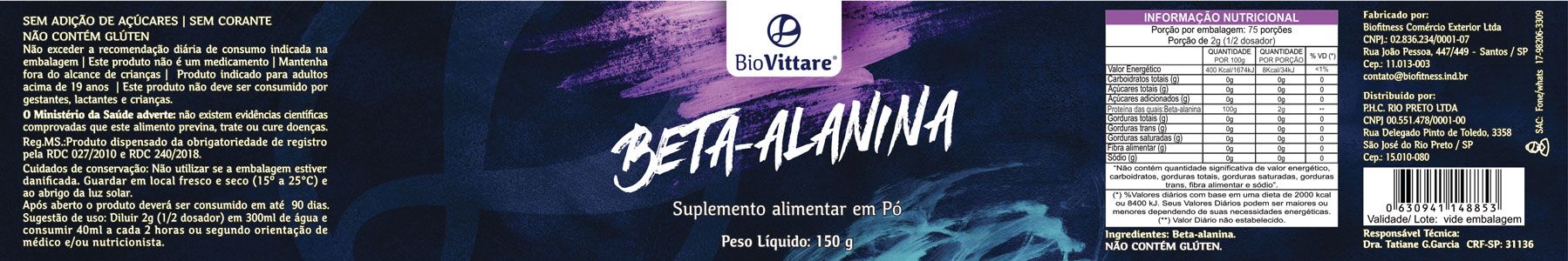 Beta Alanina BioVittare 150g